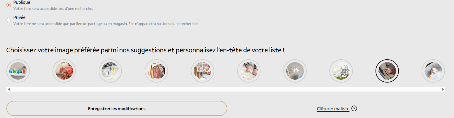 Choisissez limage de couverture de votre liste de naissance Aubert