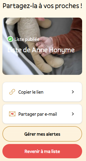 Partager votre liste de naissance Aubert