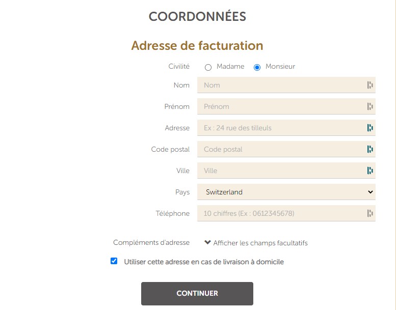 adresse de facturation