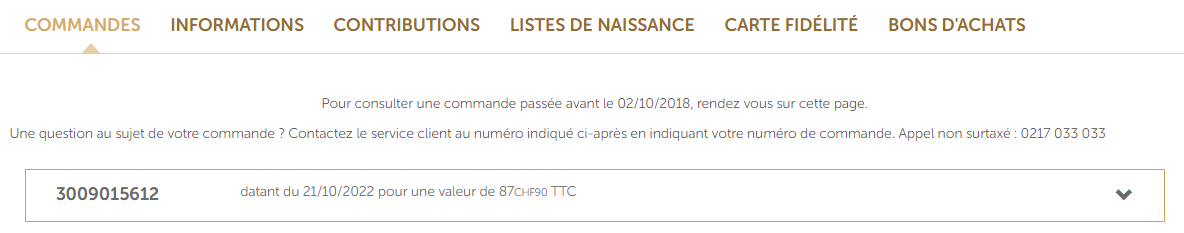 Les commandes validées sur le site Aubert.com