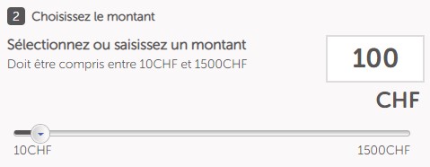 montant choisi sur la carte cadeau pour le paiement sur le site aubert.com