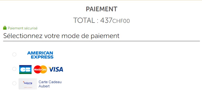 les modes de paiement sur aubert.com
