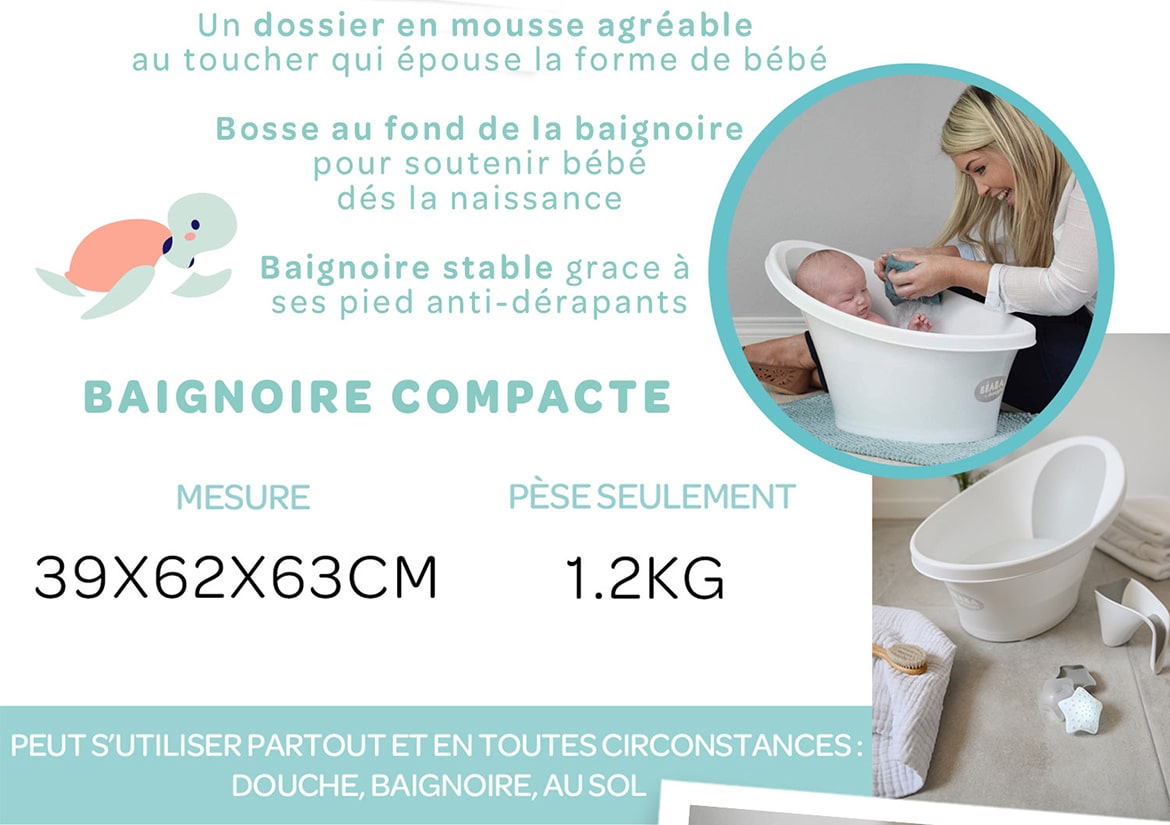Baignoire compacte - Peut s'utiliser partout et en toutes circonstances