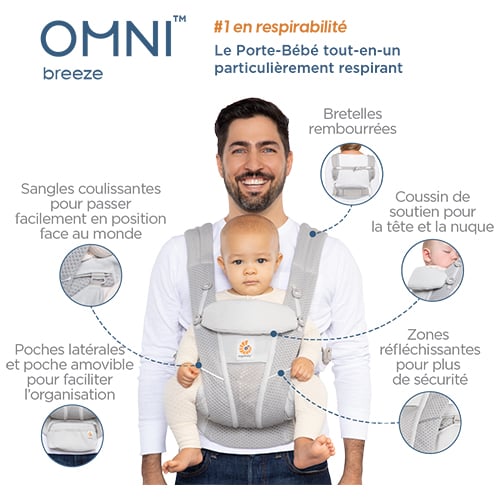 Porte-bébé ergonomique évolutif matière écharpe de portage tricot-click  Noir de Babylonia, Porte-bébé ventral : Aubert