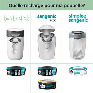 TOMMEE TIPPEE Lot de 6 Recharges Poubelle a Couches Simplee, Protection  Anti-Odeur et Anti-Germe