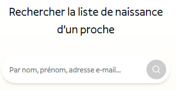 Rechercher une liste de naissance