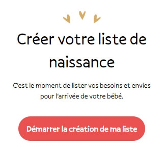 Encart sur lequel cliquer pour créer sa liste