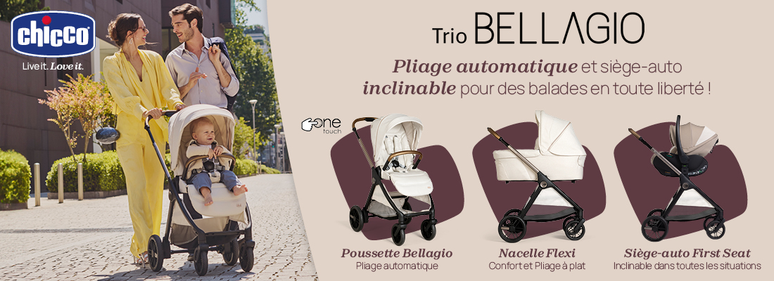 Trio Bellagio, pliage automatique et sière-auto inclinable pour des balades en toute liberté