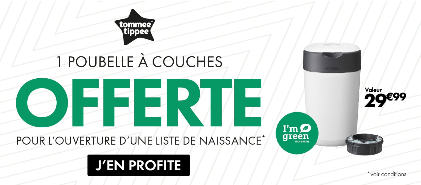 Poubelle offerte à l'ouverture d'une liste de naissance