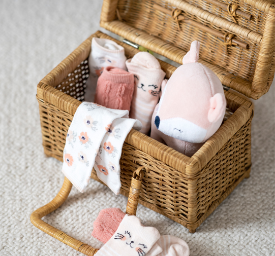 Chaussettes bébé fille (12-24 mois) en coton bio Rose/Ecru Lässig